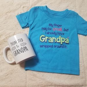 GRANDPA Gift Set Coffee Cup Mug & Baby shirt set for Grandfathers, 6m